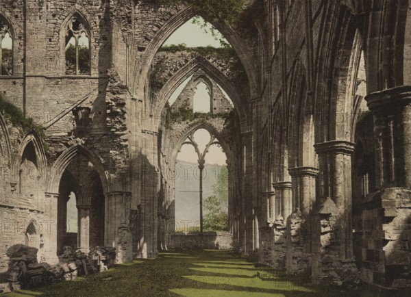 Tintern Abbey, monastery ruins in the Welsh Wye Valley, Wales, around 1890, Historical, digitally