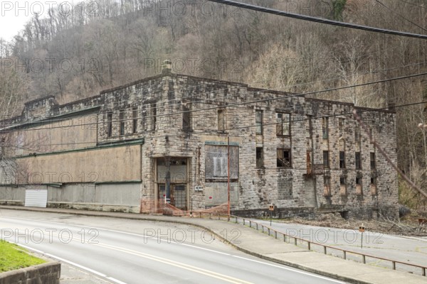 Lynch, Kentucky - The shell of the company store remains in a former U.S. Steel company town in
