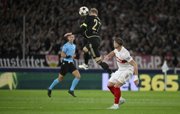 Header duel One-on-one action Ermedin Demirovic VfB Stuttgart (09) v Filip Panak AC Sparta Praha
