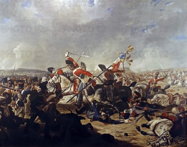 Charles Ewart of the Royal North British Dragoons capturing regimental eagle of the 45th Regiment