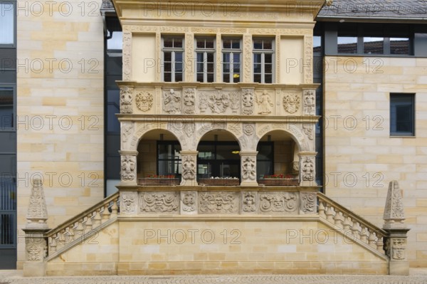 Facade, City Hall, Holzmarkt, Halberstadt, Harz, Saxony-Anhalt, Germany, Europe