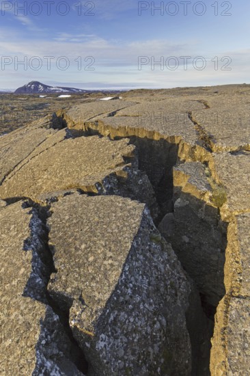 Grjotagia gaping fissure, Grjótagjá tectonic crack, Mid-Atlantic Ridge running through Iceland at