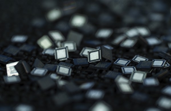 Computer chips are displays after manufacture in a stall, during The Advantage Assam 2.0 Investment