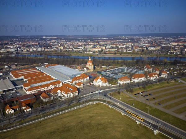 New Dresden Trade Fair Centre in the former Erlwein slaughterhouse.Dresden Sports High School on