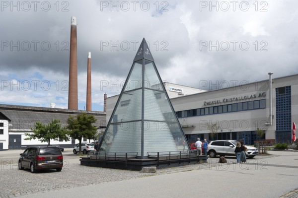 Zwiesel Kristallglas AG, the glass pyramid in front of the company, Zwiesel, Lower Bavaria,
