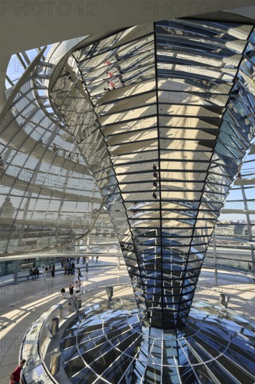 The dome of the Reichstag in Berlin. The architect Sir Norman Foster designed the steel and glass