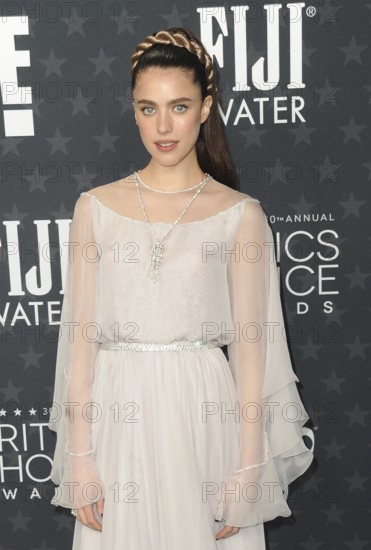 Margaret Qualley at the 30th Annual Critics Choice Awards held at the Barker Hangar in Satna