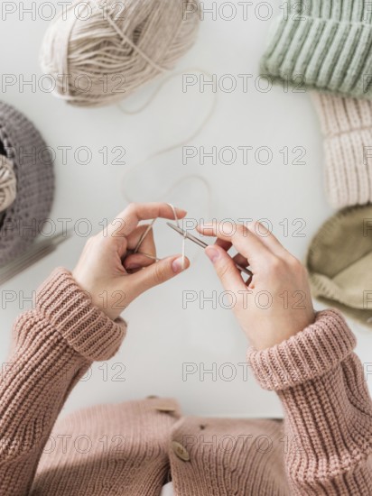 Top view woman knitting 4