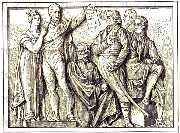 From the left, Queen Louise, Friedrich Wilhelm III, Friedrich Daniel Ernst Schleiermacher, Johann