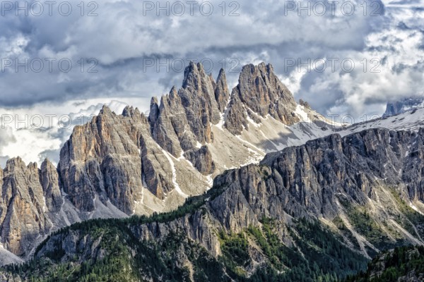 Croda da Lago massif, north side, view from the ascent to the Rifugio Rif Giussani, Dolomites,