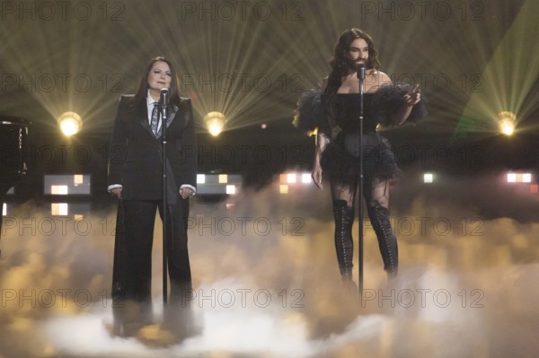 Marianne Rosenberg and Conchita Wurst at the Beatrice Egli Show in Studio Berlin Adlershof on 08.04