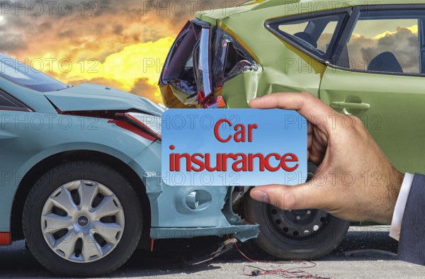 Symbolic image, traffic accident, rear-end collision, car, crash, car insurance, consequential