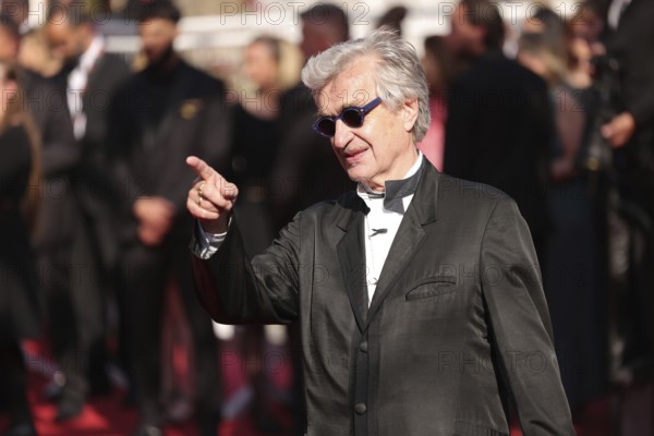 Cannes, France, 25 May 2024: Wim Wenders at the closing ceremony on the red carpet of the Palais