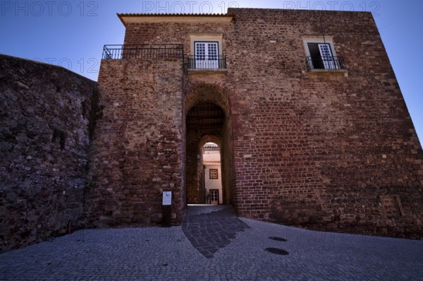 Part of the pavement, pavement, paving stones from the Middle Ages, archway, city gate, Silves,