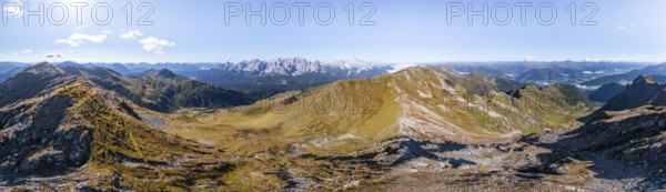 Alpine panorama, aerial view, Carnic High Trail, Carnic main ridge, Carnic Alps, Carinthia,