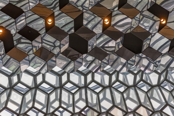 Harpa Concert Hall and Congress Centre, interior view, artistic modern architecture, Reykjavik,
