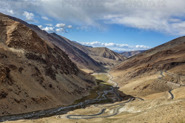 Manali Leh road near Tanglang la Pass, mountain pass in Himalayas along the Leh-Manali highway.