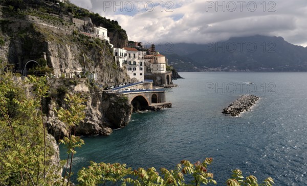 View of the small town Amalfi, Amalfi Coast, Costiera Amalfitana, Province of Salerno, Campania,