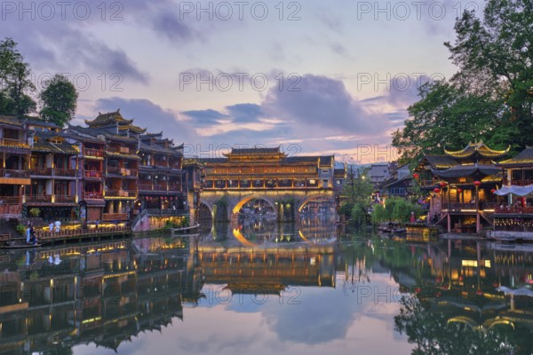 Chinese tourist attraction destination, Feng Huang Ancient Town (Phoenix Ancient Town) on Tuo Jiang