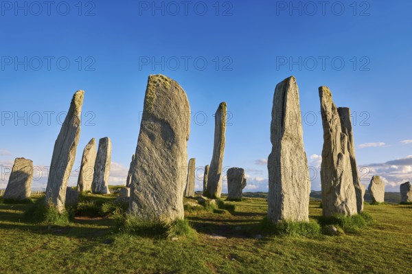 Calanais Standing Stones central stone circle erected between 2900-2600BC measuring 11 metres wide.