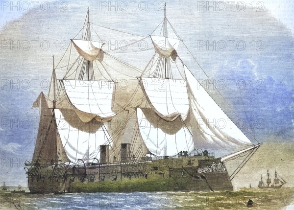 SMS Kronprinz was an armoured ship of the Imperial Navy, 1869, sailing steamer, Prussia, Historic,