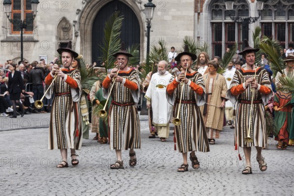 BRUGES, BELGIUM, MAY 17: Annual Procession of the Holy Blood on Ascension Day. Locals perform