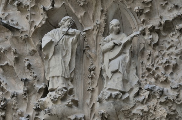 Detail of the Nativity façade of the Sagrada Familia, Holy Family Church of the Atonement, by