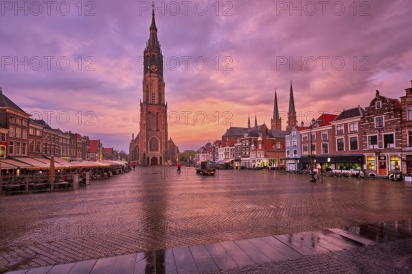 Delft, Netherlands, May 12, 2017: Nieuwe Kerk New Church protestant church on Delft Market Square