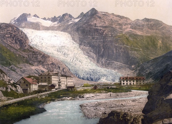 The Rhone Glacier, Rottengletscher, is a valley glacier in the headwaters of the Rhone in the