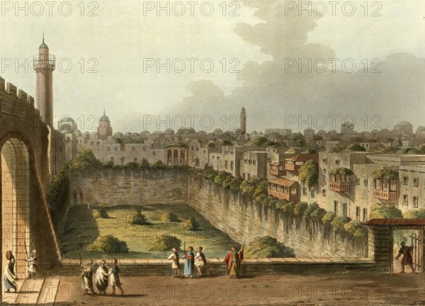 Historical Palestine, Pool of Bethesda Jerusalem, Historical, digitally restored reproduction from