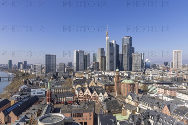 The view from St. Bartholomew's Cathedral takes in Frankfurt city centre and the banking skyline,