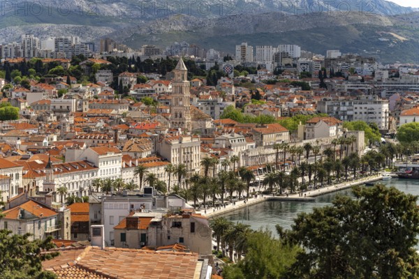 City view Split with Riva Promenade, Cathedral of St. Domnius and Diocletian's Palace in Split,