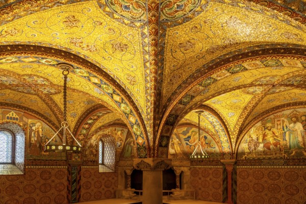 Glass mosaics of the Elisabeth Bower, medieval woman's chamber in the Wartburg in Eisenach,