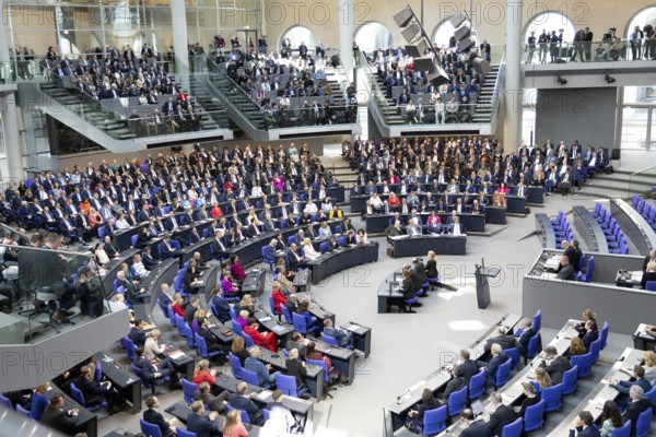 Berlin, Germany - 25.3.2025: The parliamentary groups of the parties (L-R) Die Linke, SPD, Bündnis