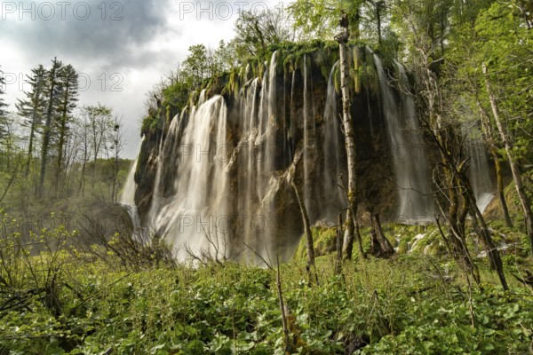 The Veliki Prstavac waterfall in Plitvice Lakes National Park, Croatia, Europe