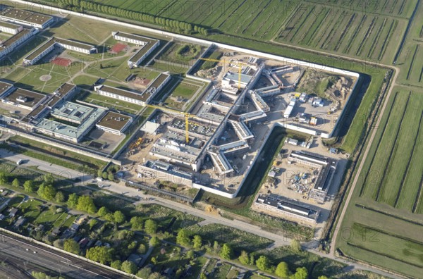 Aerial view, JVA Billwerder, extension, new building, prison, justice, Billwerder, Bergedorf,