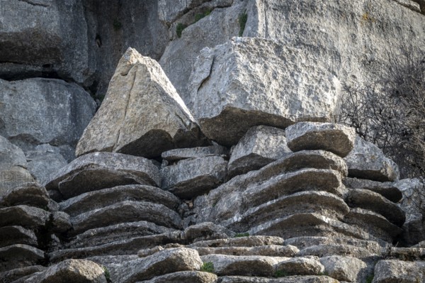 Bizarre limestone rock formations, El Torcal nature reserve, Torcal de Antequera, Malaga province,