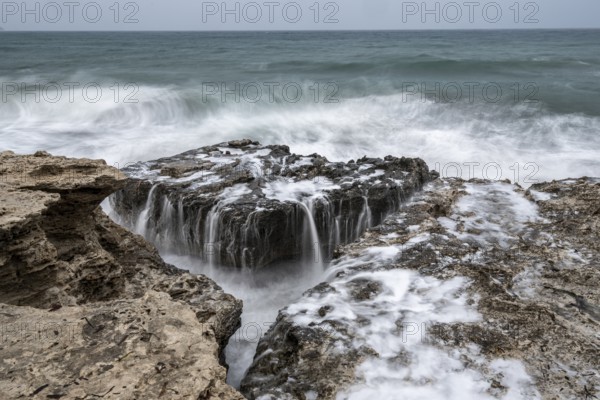 Waves on rocky coast, Playa Los Escullos, Cabo de Gata, Los Escullos, Playa del Arco, El Arco