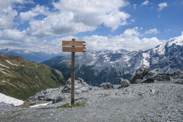 Stelvio Pass, Vinchgau Valley, South Tyrol, Italy, mountain landscape at Ortler, Stelvio Pass road,