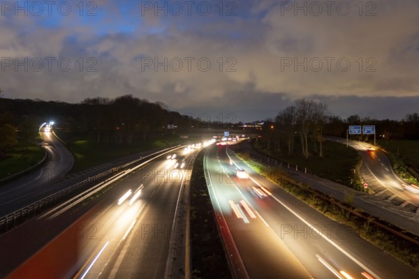 The Kaiserberg motorway junction, A40 motorway, Ruhr expressway, crosses the A3, bridge landscape,