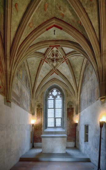 Interior view, vaulted ceiling, ceiling frescoes, ceiling painting, Sylvester Chapel, Cathedral of