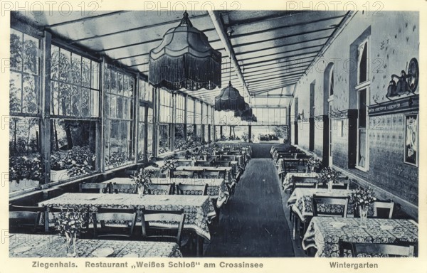 Historical postcard, picture postcard, Restaurant White Castle at Crossinsee, Bad Ziegenhals, Upper