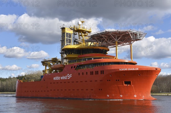 Offshore supply vessel NORDRI ENABLER in the Kiel Canal, Kiel Canal, Kiel Canal,