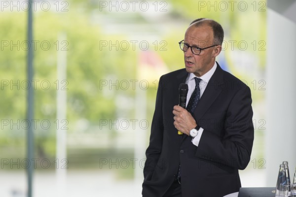Friedrich Merz (CDU), Chancellor of the Federal Republic of Germany, at the opening statement for