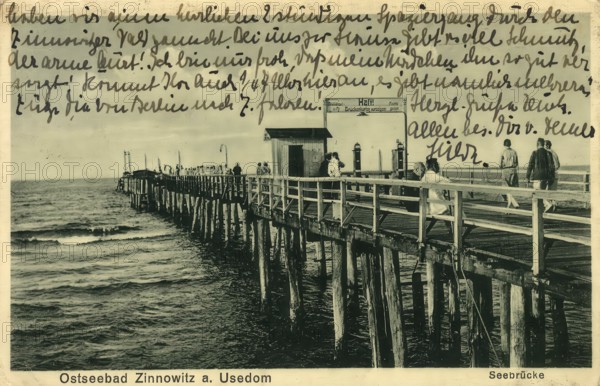 Historical postcard, picture postcard, Baltic resort Zinnowitz on Usedom, Mecklenburg-Vorpommern,