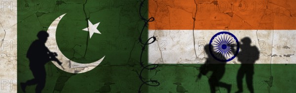 Conflict between India and Pakistan concept. Political tension between India and Pakistan. Pakistan