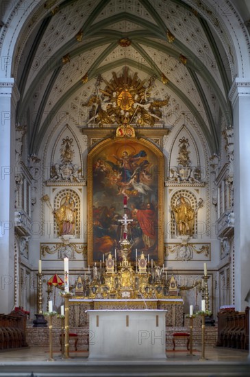 Interior view of the choir, altar, Cathedral of Our Lady, Constance, Baden-Württemberg, Germany,
