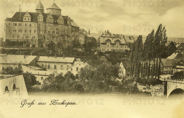 Historical postcard, picture postcard, Zschopau, Saxony, Germany, digitally enhanced reproduction