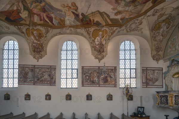 Frescoes in the Church of St Laurentius and Agatha, Frankenhofen, Kaltental, Ostallgäu, Bavaria,
