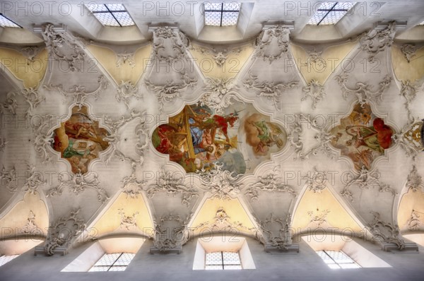 Interior view, ceiling painting, ceiling fresco, collegiate church Sankt Peter und Paul,